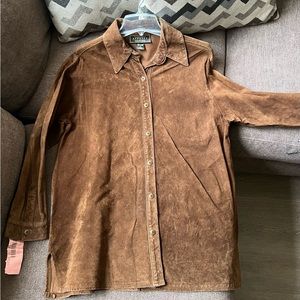 Leather Brown Button Shirt